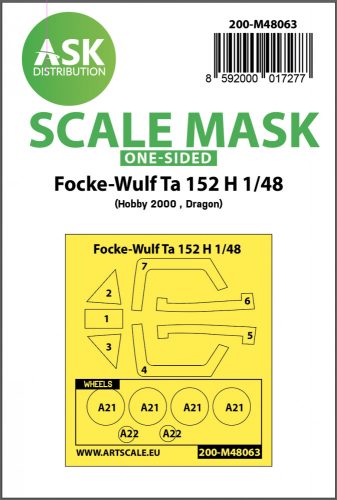 Art Scale - 1/48 Focke-Wulf Ta 152 H one-sided express mask for Hobby2000, Dragon