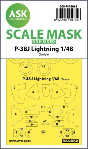 Art Scale - 1/48 P-38J Lightning one-sided mask for Tamiya