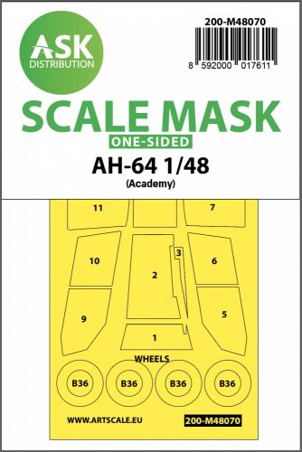 Art Scale - 1/48 AH-64 one-sided mask for Academy