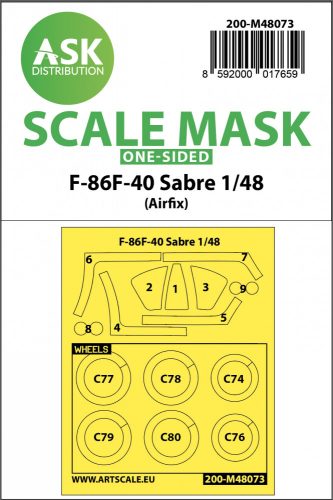 Art Scale - 1/48 F-86F-40 Sabre one-sided mask for Airfix