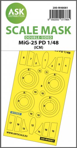 Art Scale - 1/48 MiG-25 PD double-sided mask self-adhesive pre-cutted for ICM