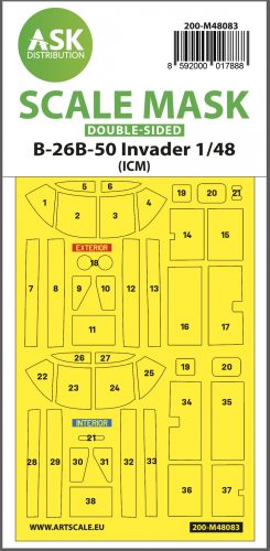 Art Scale - 1/48 B-26B-50 Invader double-sided mask self-adhesive pre-cutted for ICM