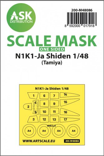 Art Scale - 1/48 N1K1-Ja Shiden one-sided mask self-adhesive pre-cutted for Tamiya