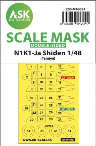 Art Scale - 1/48 N1K1-Ja Shiden double-sided mask self-adhesive pre-cutted for Tamiya