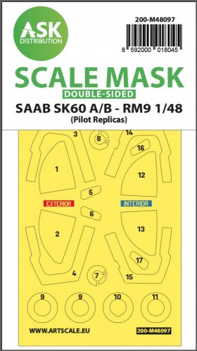 Art Scale - 1/48 SAAB SK60 double-sided mask self-adhesive, pre-cutted for Pilot-Replicas