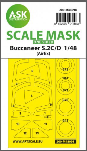 Art Scale - 1/48 Buccaneer S.2C/D one-sided mask self-adhesive, pre-cutted for Airfix