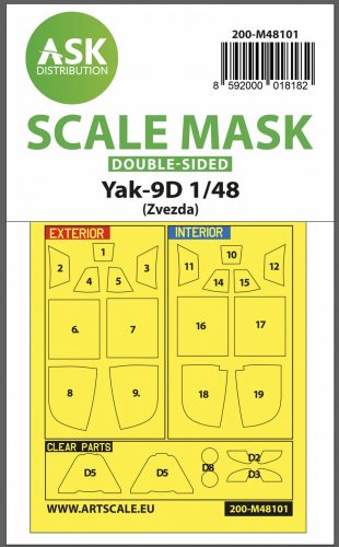 Art Scale - 1/48 Yak-9D double-sided express mask, self-adhesive, pre-cutted for Zvezda