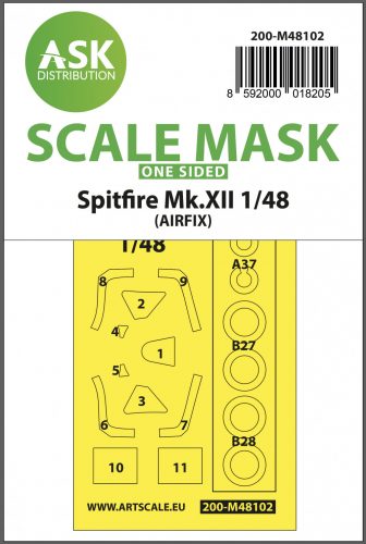 Art Scale - 1/48 Spitfire Mk.XII one-sided mask self-adhesive, pre-cutted for Airfix