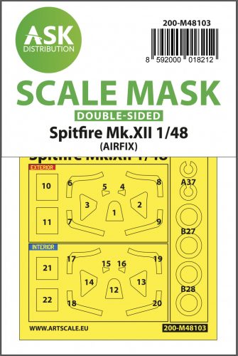 Art Scale - 1/48 Spitfire Mk.XII double-sided mask self-adhesive, pre-cutted for Airfix