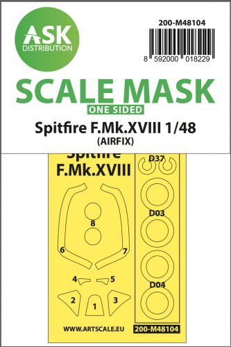 Art Scale - 1/48 Spitfire F.Mk.XVIII one-sided mask self-adhesive, pre-cutted for Airfix