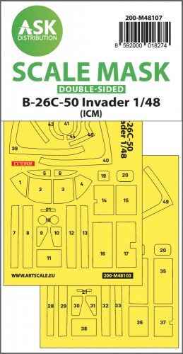 Art Scale - 1/48 B-26C-50 Invader double-sided mask self-adhesive pre-cutted for ICM