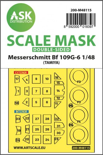 Art Scale - 1/48 Messerschmitt Bf 109G-6 double-sided express mask, self-adhesive and pre-cutted for Tamiya