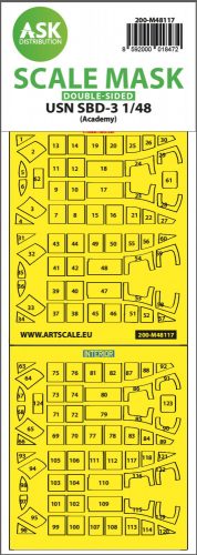 Art Scale - 1/48 USN SBD-3 double-sided express mask, self-adhesive and pre-cutted for Academy