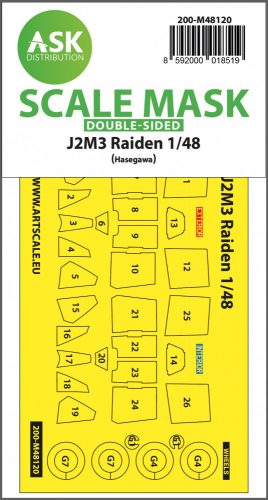 Art Scale - 1/48 J2M3 Raiden double-sided express mask, self-adhesive and pre-cutted for Hasegawa