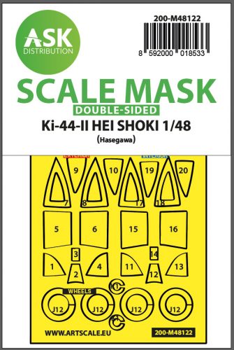 Art Scale - 1/48 Ki-44-II HEI SHOKI double-sided express mask, self-adhesive and pre-cutted for Hasegawa