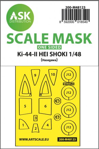 Art Scale - 1/48 Ki-44-II HEI SHOKI one-sided express mask, self-adhesive and pre-cutted for Hasegawa