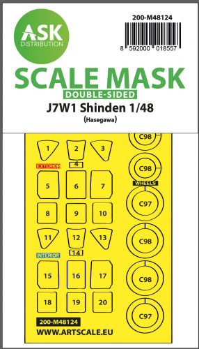 Art Scale - 1/48 J7W1 Shinden double-sided express mask, self-adhesive and pre-cutted for Hasegawa