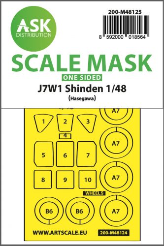 Art Scale - 1/48 J7W1 Shinden one-sided express mask, self-adhesive and pre-cutted for Hasegawa