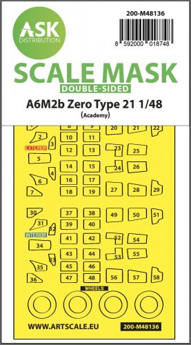 Art Scale - 1/48 A6M2b Zero Type 21 double-sided express mask for Academy