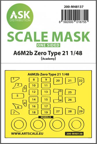 Art Scale - 1/48 A6M2b Zero Type 21 one-sided express mask for Academy