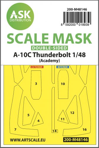 Art Scale - 1/48 A-10C Thunderbolt double-sided express fit mask for Academy