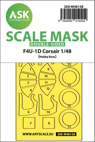 Art Scale - 1/48 F4U-1D Corsair double-sided express mask for Hobby Boss