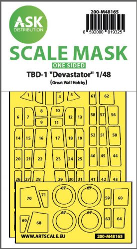 Art Scale - 1/48 TBD-1 Devastator one-sided fit express mask for Great Wall Hobby