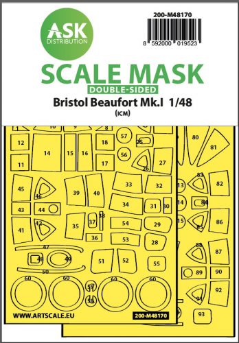 Art Scale - 1/48 Bristol Beaufort Mk.I  double-sided express fit  mask for ICM