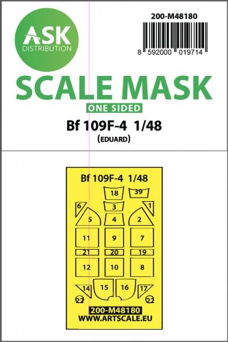 Art Scale - 1/48 Messerschmitt Bf 109F one-sided express mask, self-adhesive and pre-cutted for Eduard