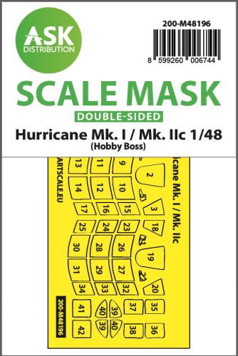 Art Scale - 1/48 Hawker Hurricane Mk.I / Mk.IIc double-sided express fit mask for Hobby Boss