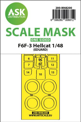 Art Scale - 1/48 F6F-3 Hellcat one-sided express fit mask for Eduard