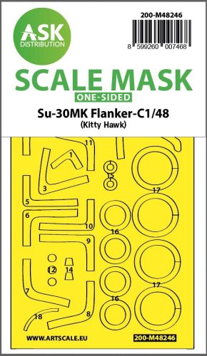 Art Scale - 1/48 Su-30MK Flanker-C one-sided express fit  mask for Kitty Hawk