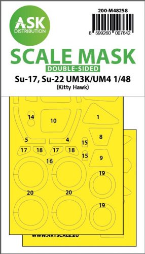 Art Scale - 1/48 Su-17, Su-22 UM3K/UM4 double-sided express fit  mask for Kitty Hawk