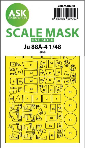 Art Scale - 1/48 Ju 88A-4  one-sided express fit  mask for ICM