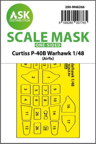 Art Scale - 1/48 Curtiss P-40B Warhawk one-sided express fit  mask for Airfix