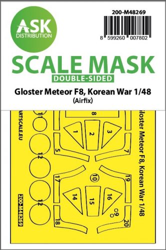 Art Scale - 1/48 Gloster Meteor F.8, Korean war, double-sided express fit  mask for Airfix