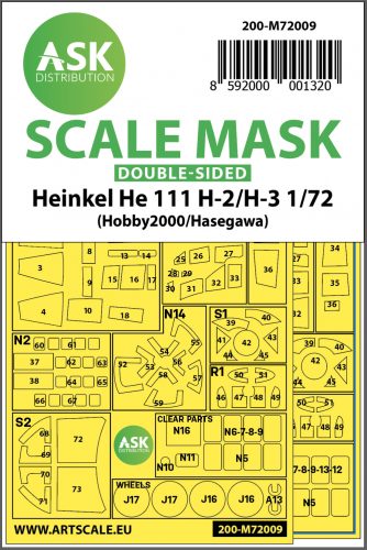 Art Scale - 1/72 Heinkel He 111H-2/H-3 double-sided painting mask for Hasegawa / Hobby2000