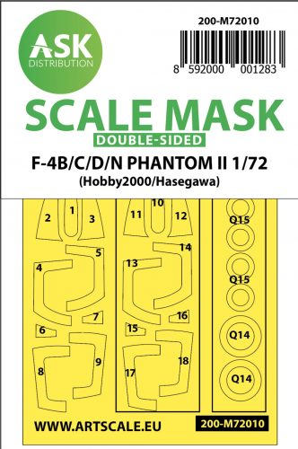 Art Scale - 1/72 F-4B/C/D/N Phantom II double-sided painting mask for Hasegawa / Hobby2000