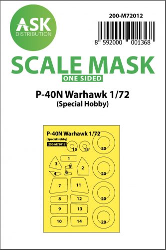 Art Scale - 1/72 P-40 N Warhawk one-sided painting mask for Special Hobby