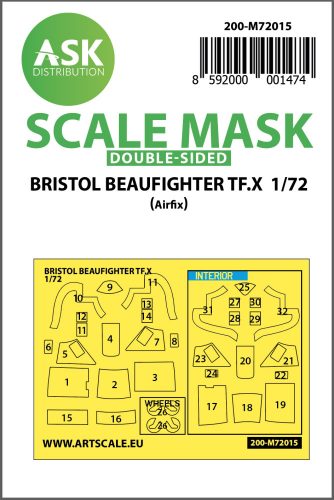 Art Scale - 1/72 Bristol Beaufighter TF.X double-sided painting mask for Airfix