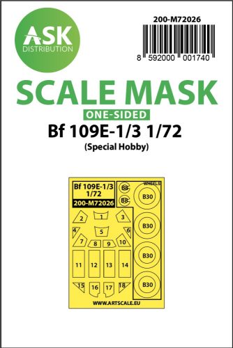 Art Scale - 1/72 Bf 109E-1/E-3 one-sided painting mask for Special Hobby