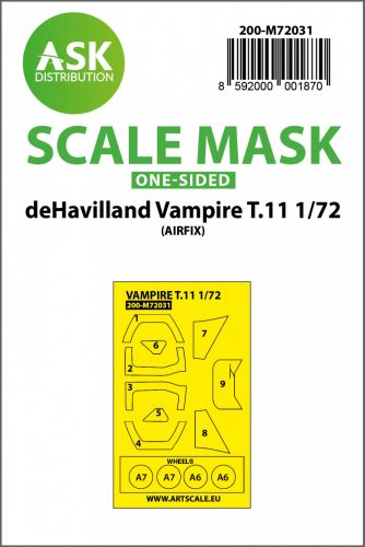 Art Scale - 1/72 deHavilland Vampire T.11 one-sided painting mask for Airfix