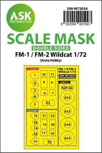 Art Scale - 1/72 FM-1 / FM-2 Wildcat double-sided painting mask for Arma Hobby