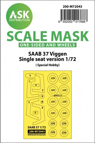 Art Scale - 1/72 SAAB 37 Viggen single seater one-sided painting mask for Special Hobby