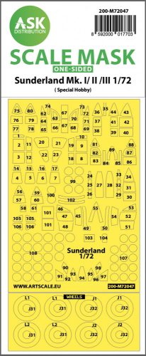 Art Scale - 1/72 Sunderland Mk.I, Mk.II, Mk.III one-sided painting mask for Special Hobby