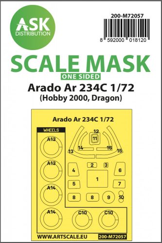 Art Scale - 1/72 Arado Ar 234C one-sided painting express mask for Hobby2000 / Dragon