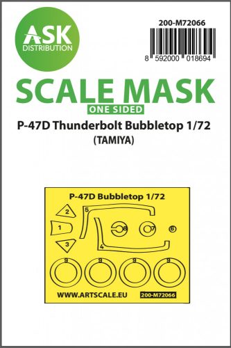 Art Scale - 1/72 P-47D Thunderbolt Bubbletop one-sided express mask for Tamiya