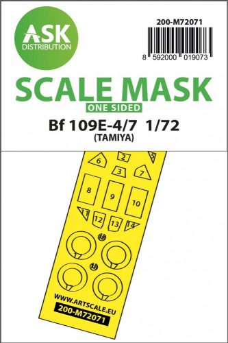 Art Scale - 1/72 Bf 109E-4/7 one-sided express fit mask for Tamiya