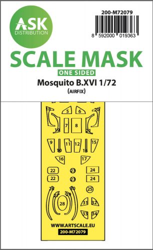 Art Scale - 1/72 Mosquito B.XVI one-sided express fit mask for Airfix