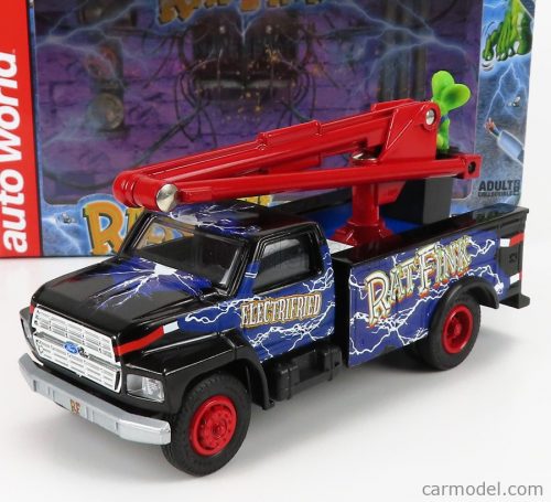 Autoworld - Ford Usa Bucket Truck Crane 1990 - Ratfink - Salvadanaio - Moneybox Blue Black